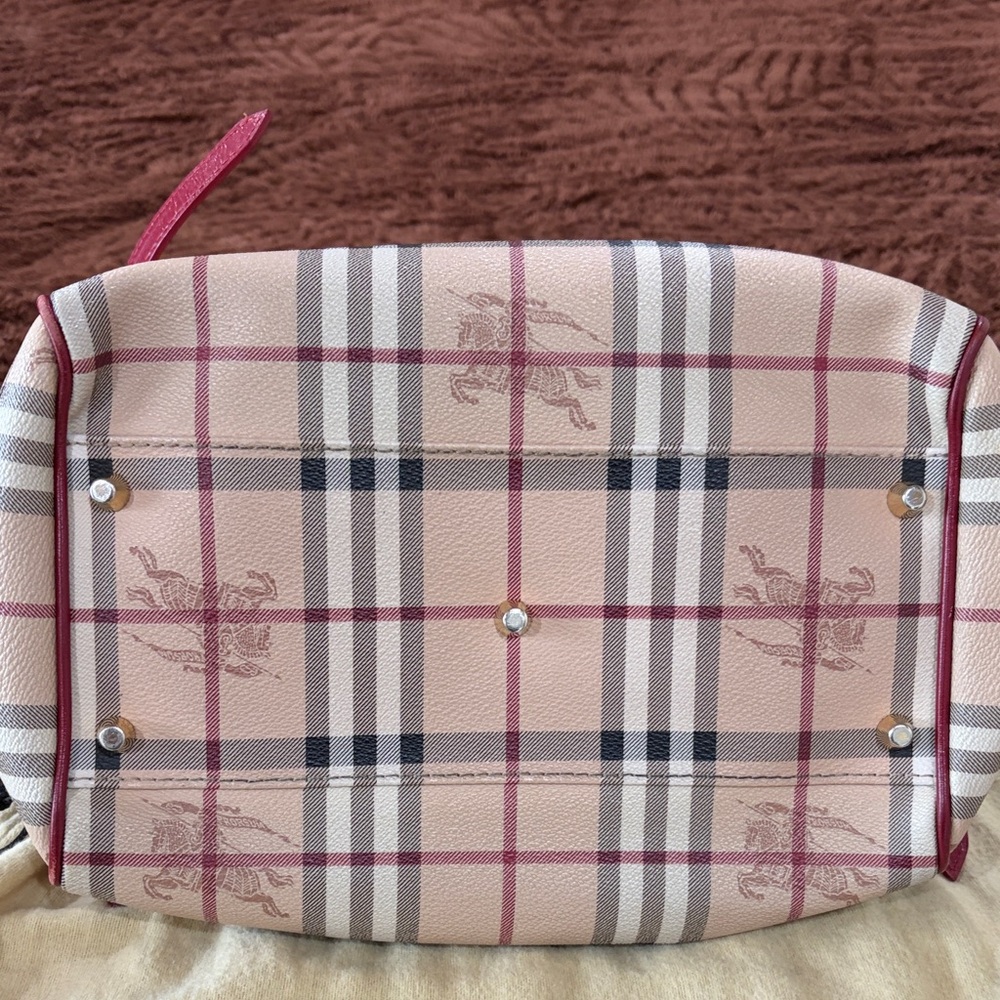 Burberry Red and Cream Plaid Shoulder Bag - Picture 9 of 13